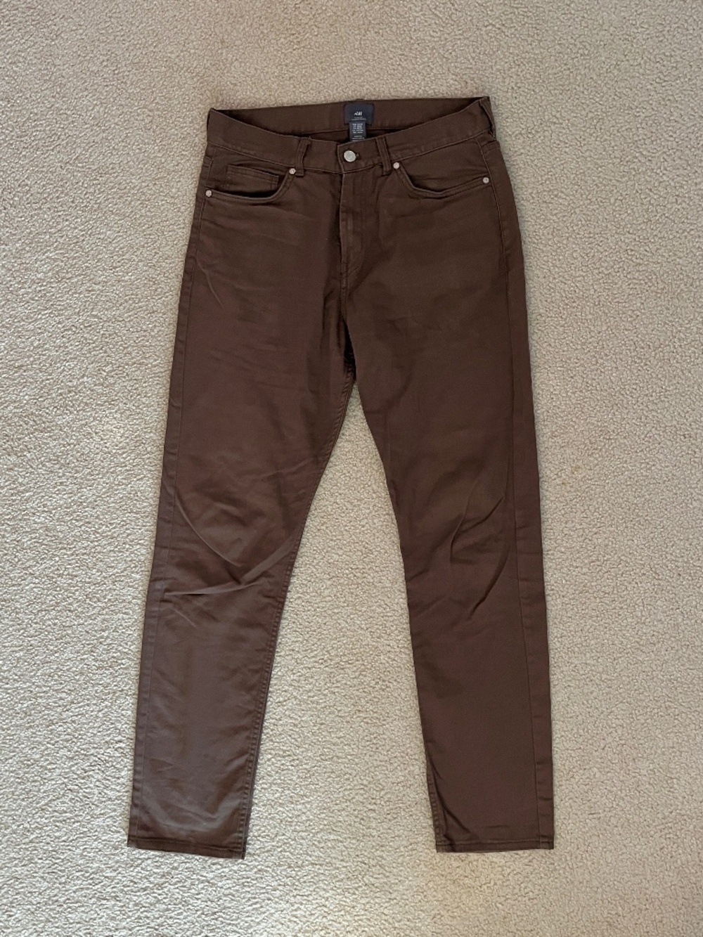 H & M Slim Fit Cotton Twill Pants Brown